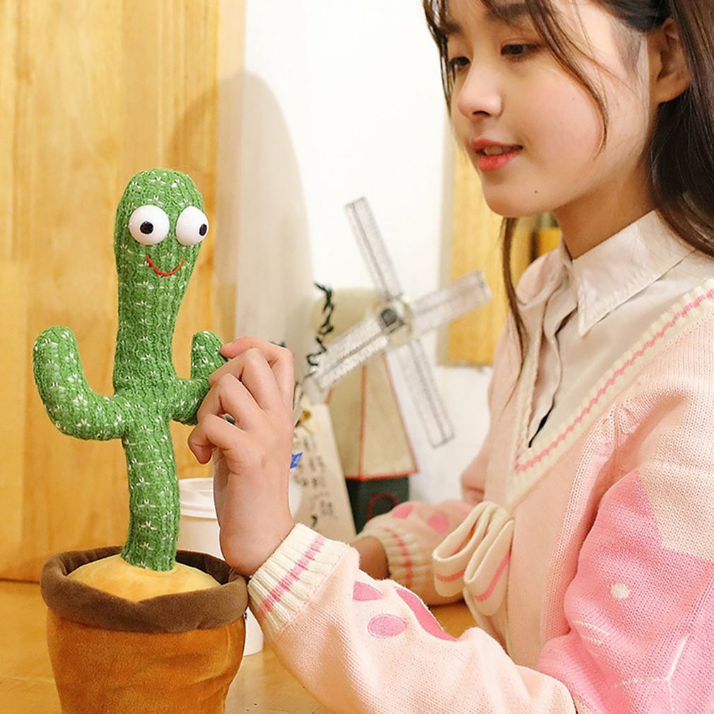 Electric Dancing Luminous Cactus Plush Stuffed Toy with Light