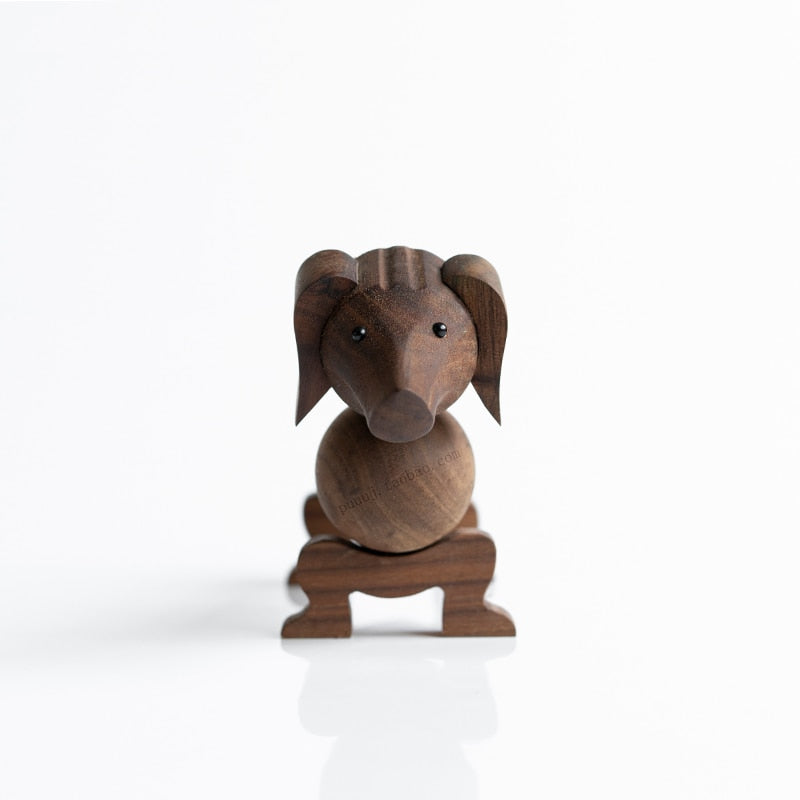Handmade Wooden Dachshund Dog Figures Home Decoration