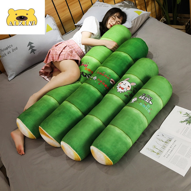 Green Bamboo Leaf Panda Plush Stuffed Long Sleep Pillow Doll Gift