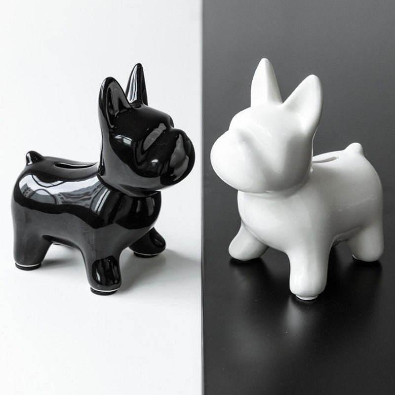 Lovely French Bulldog Ceramic Piggy Bank Desktop Adornment Craft