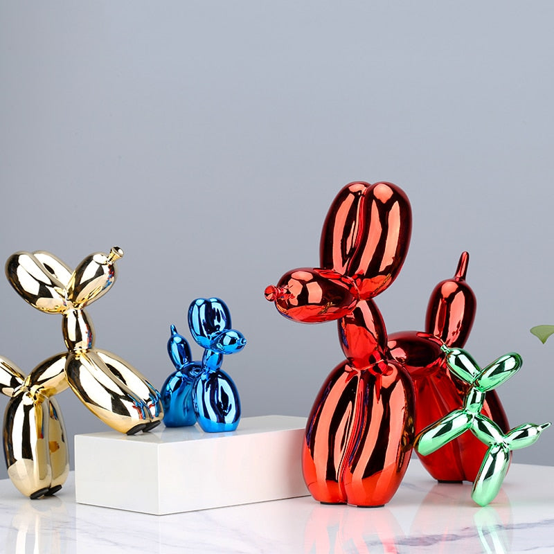 Electroplating Balloon Dog Metallic Style Resin Model Sculpture Figurine