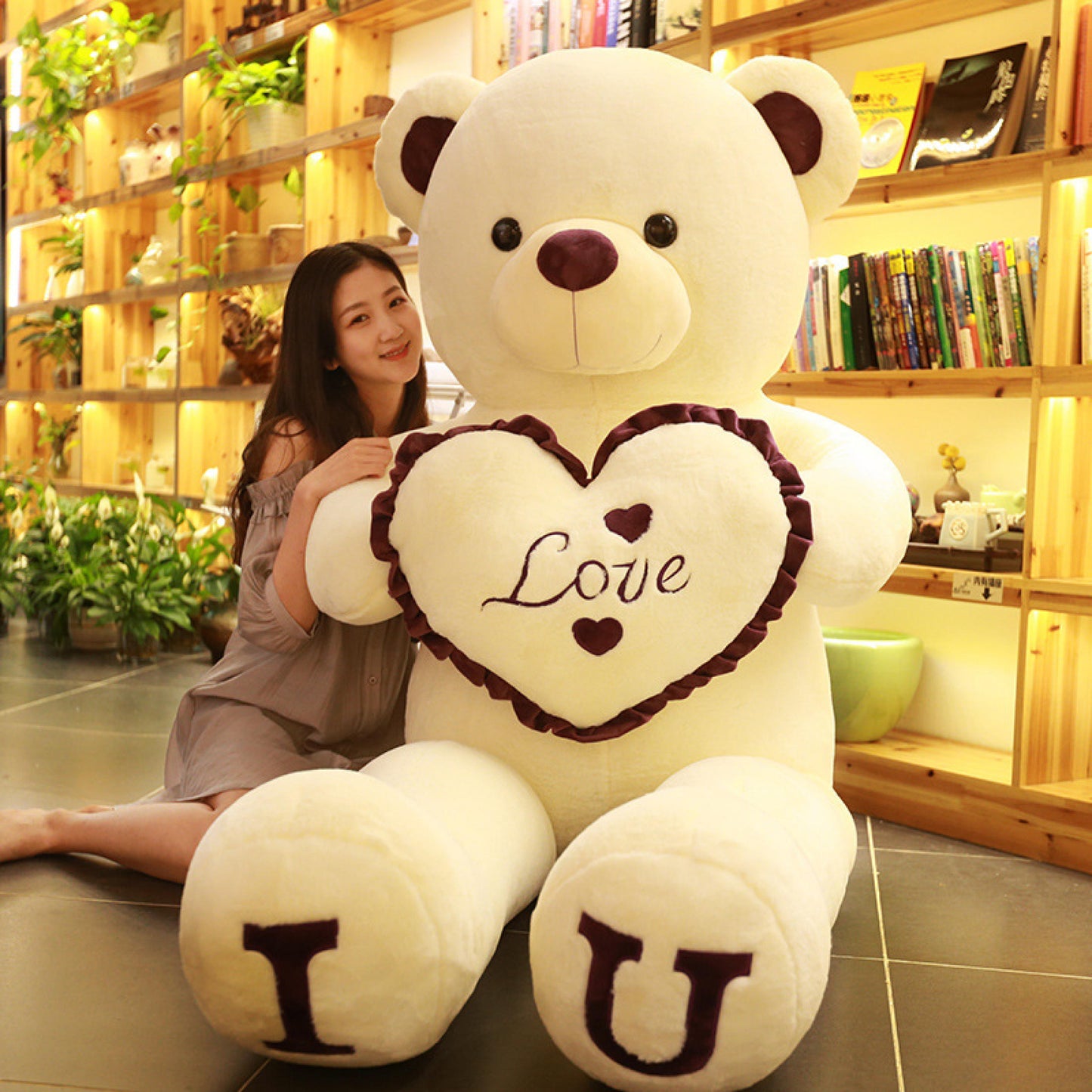 Lovely I Love You Teedy Bear Large Size Plush Stuffed Doll Girl Birthday Gift