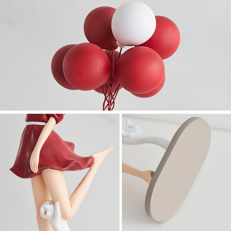 Cute Balloon Women Girls Resin Model Statue Home Decor