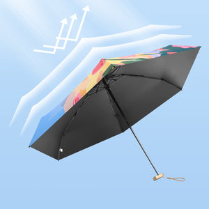 Beautiful Flower Oil Painting Pattern Travel Mini Parasol Pocket Umbrella