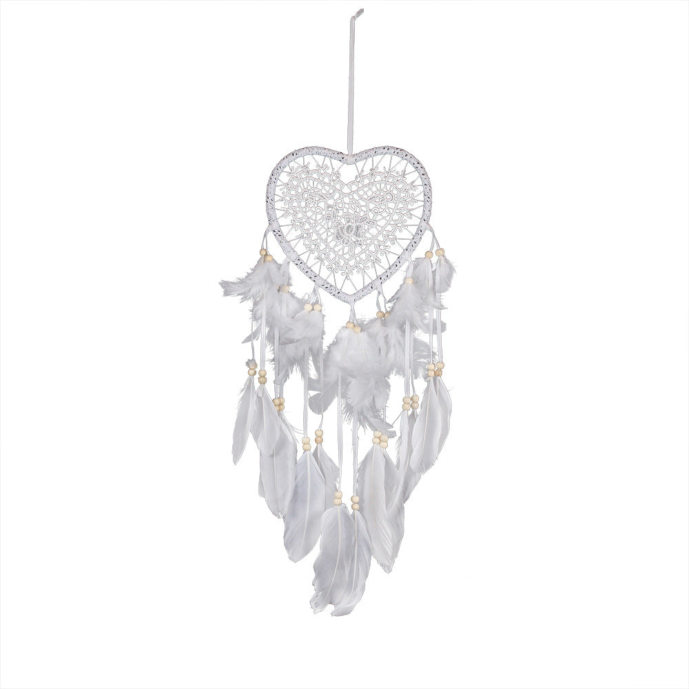 Love Heart Shape LED Night Light Dreamcatcher with Feather