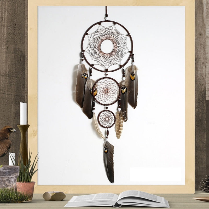 Black Feather Crafts Dreamcatcher Wind Chimes Indian Style