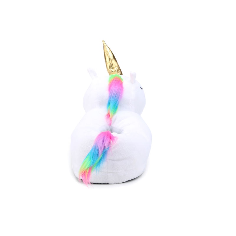 Cute White Unicorn Warm Indoor Fur Plush Slippers Shoes