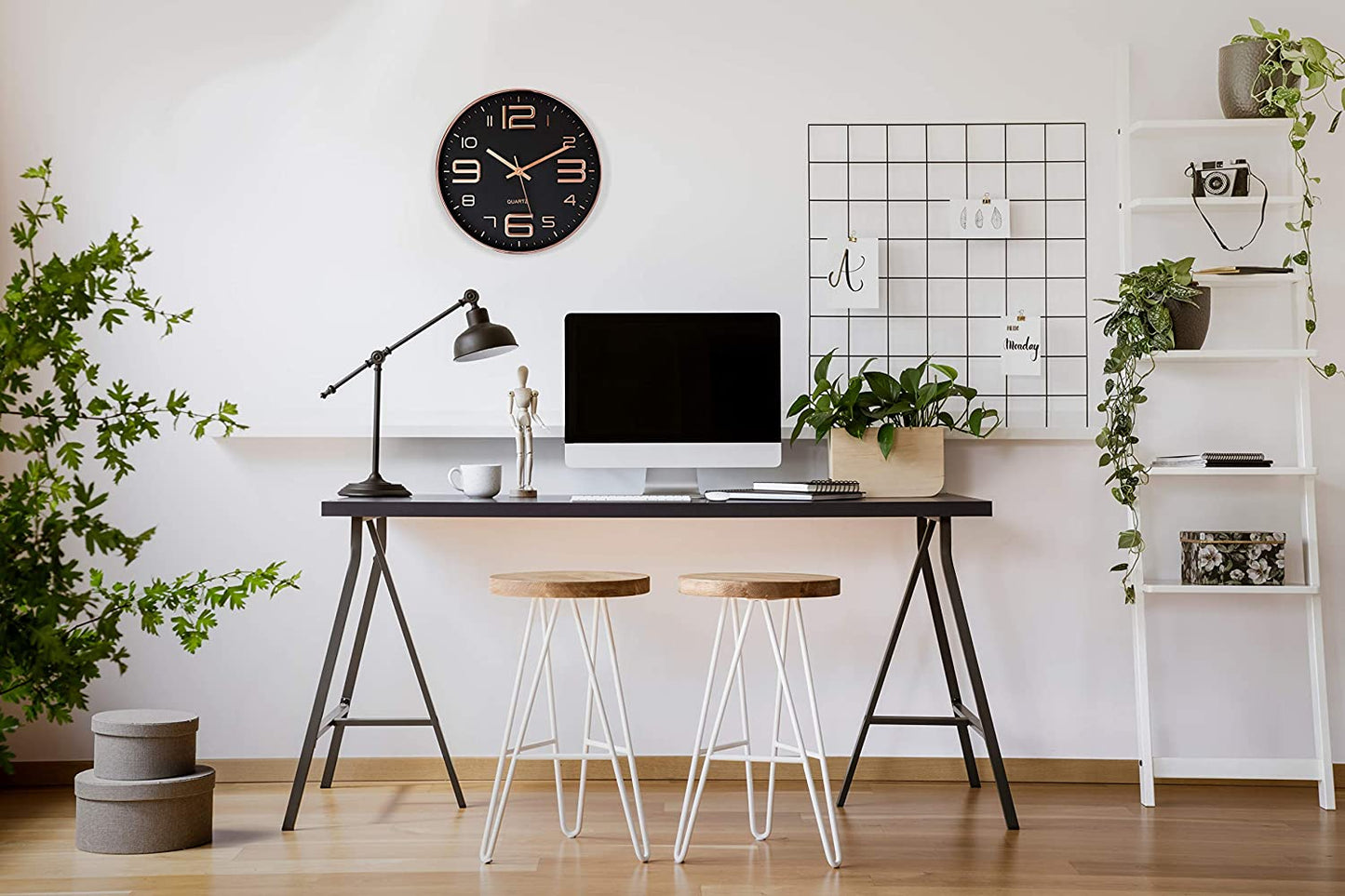 Modern Minimal Large Numbers 12 Inches Silent Non-ticking Round Wall Clock