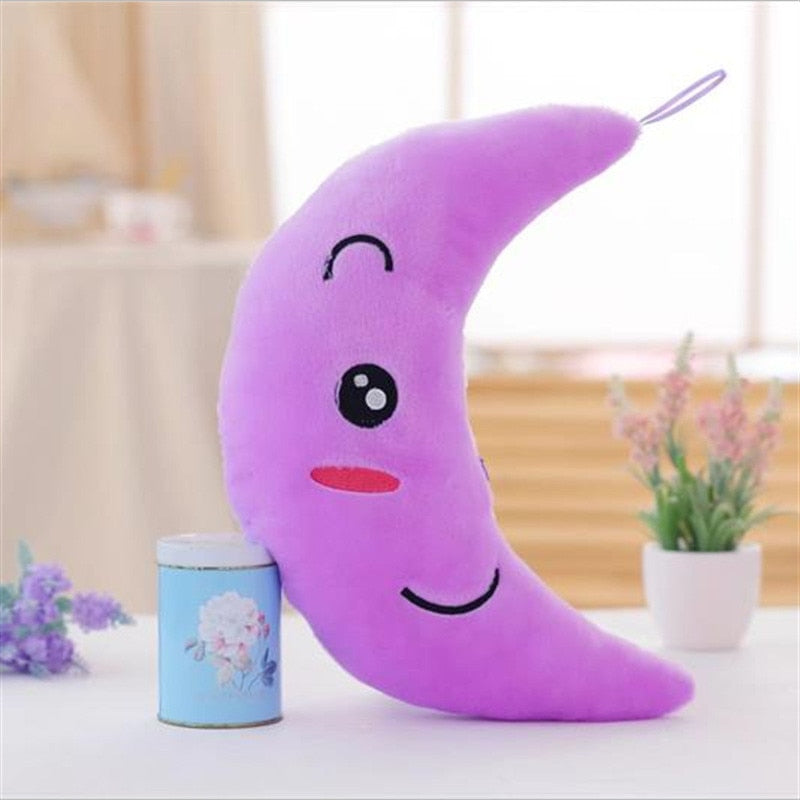 Cute Moon Shape LED Luminous Glowing Light Soft Plush Stuffed Pillow Doll