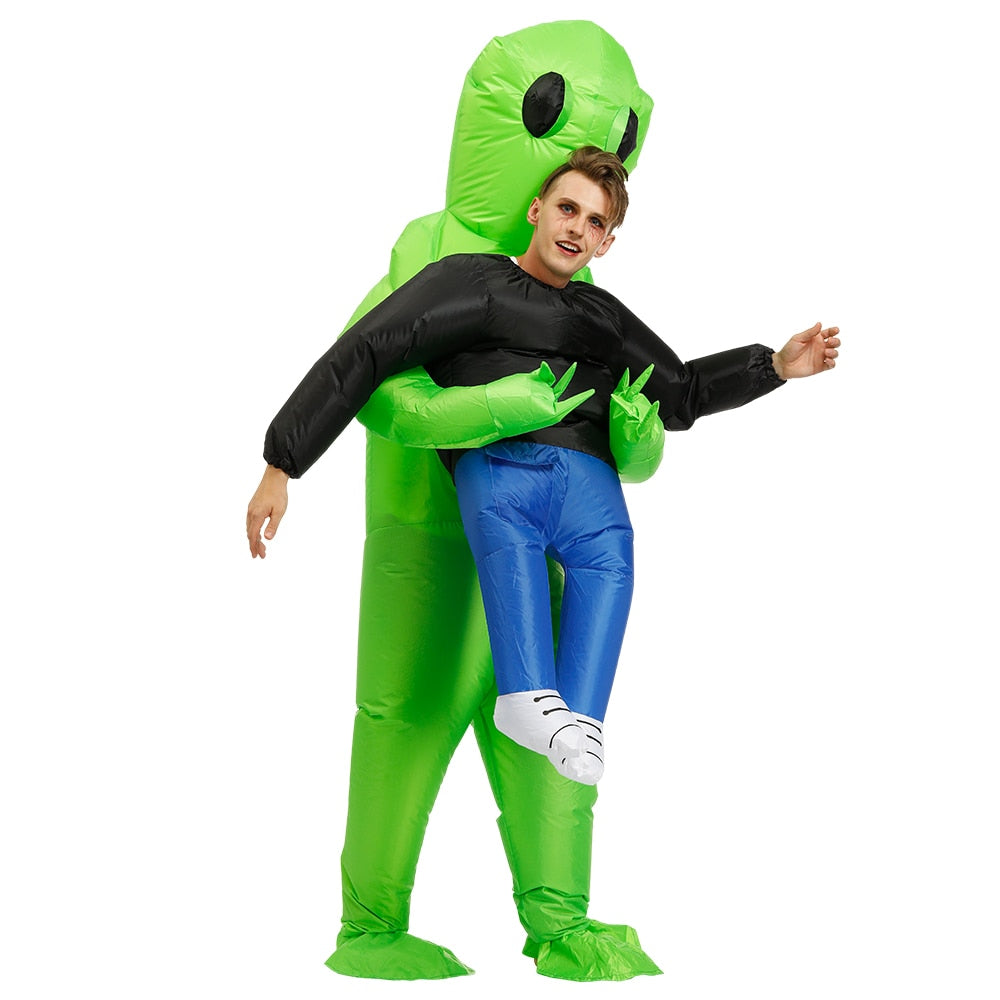 Inflatable Carry Green Alien Funny Blow Up Suit Party Fancy Dress