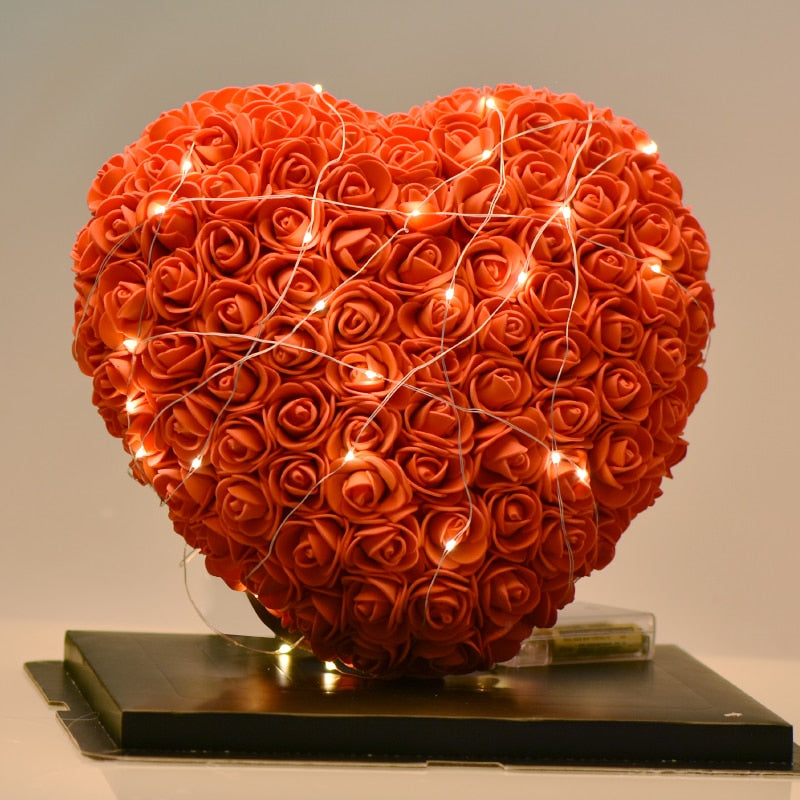 Beautiful Rose Flower Heart Shape LED Night Light Room Decor Gift