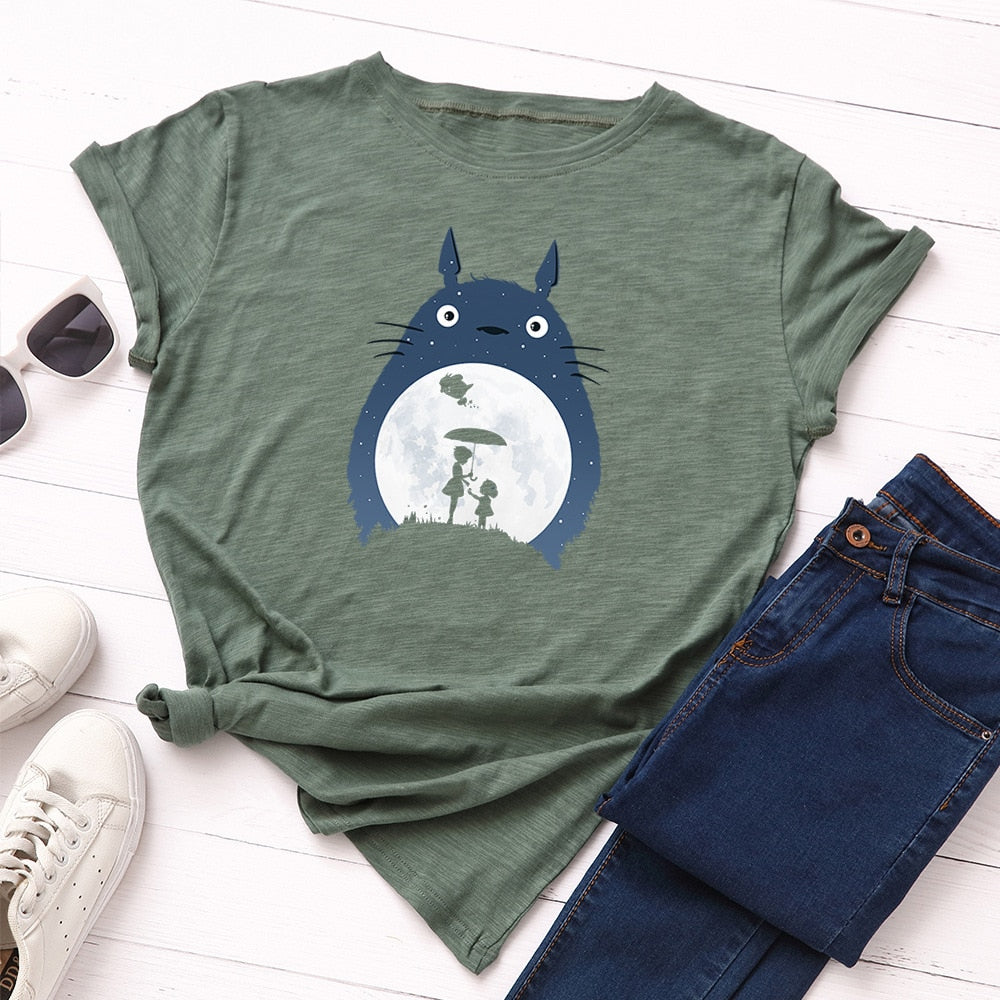 Anime My Neighbor Totoro Print Cotton T-Shirt