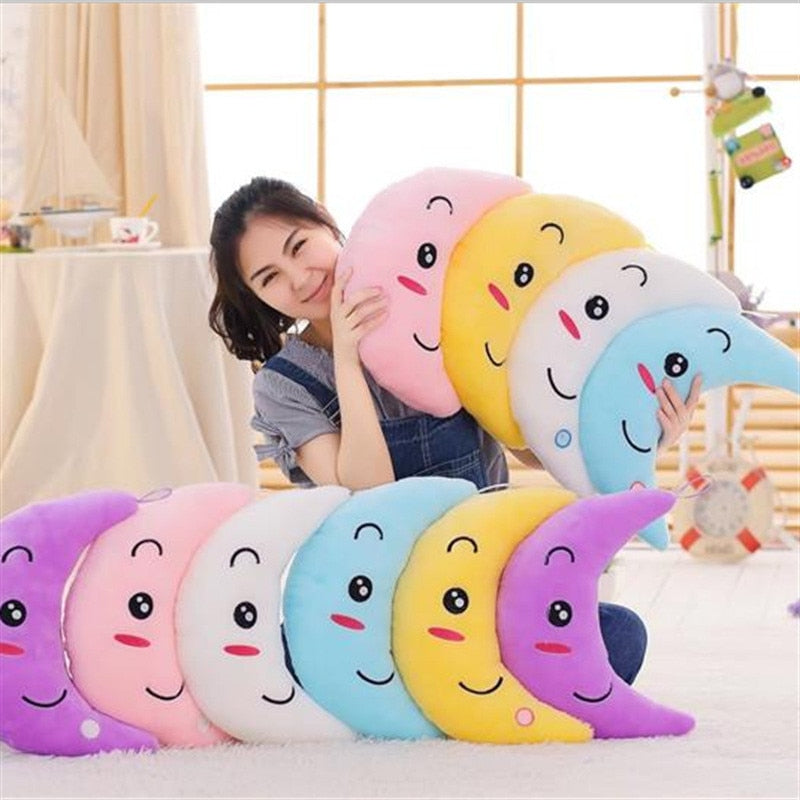 Cute Moon Shape LED Luminous Glowing Light Soft Plush Stuffed Pillow Doll