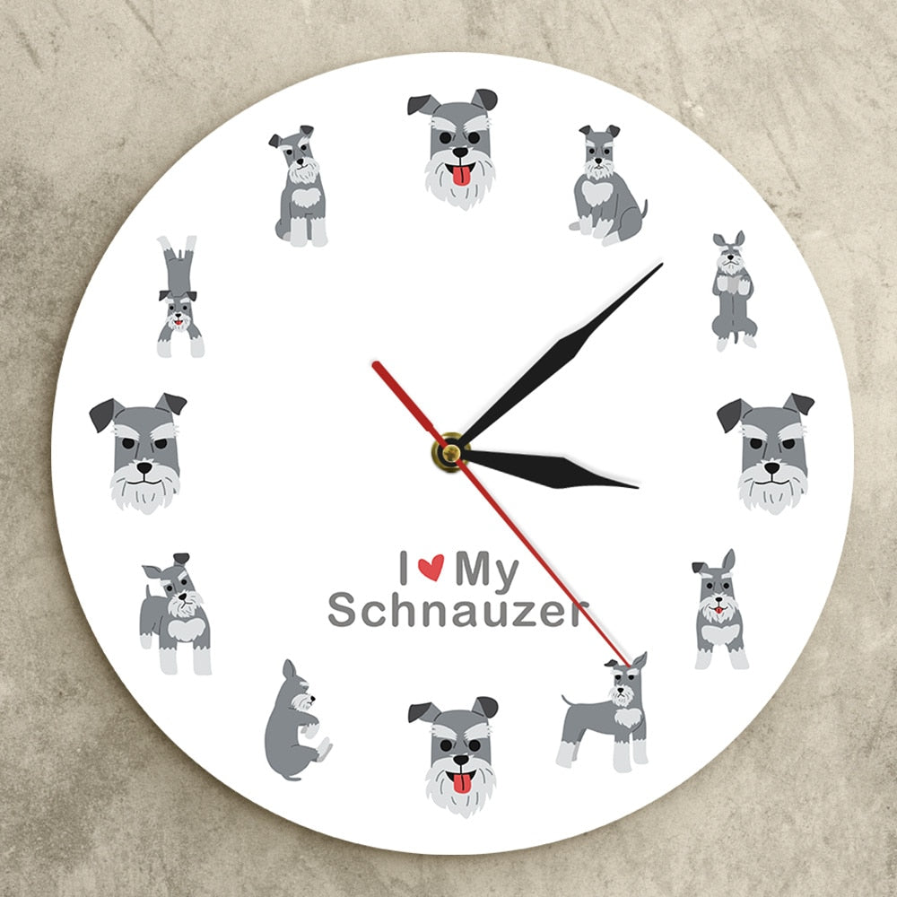Cartoon I Love Schauzer Wall Clock Watch