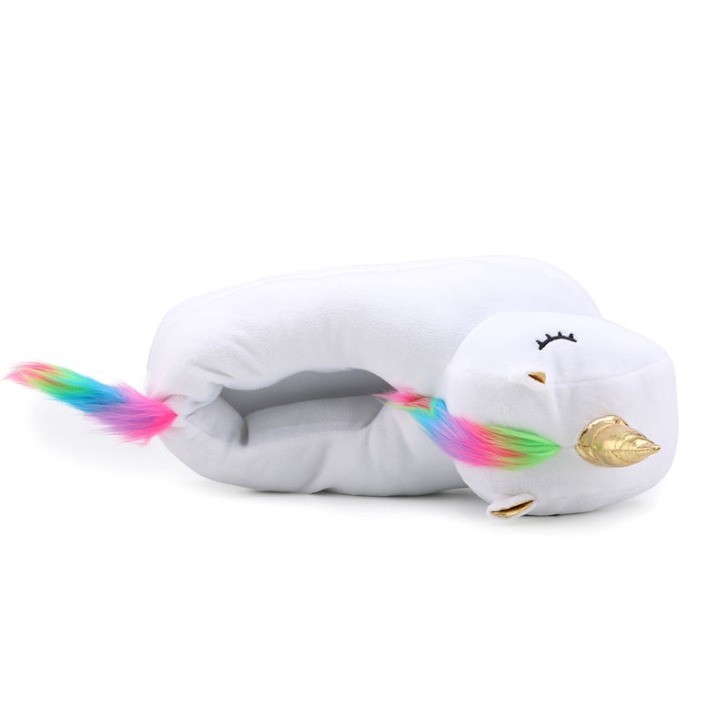 Cute White Unicorn Warm Indoor Fur Plush Slippers Shoes