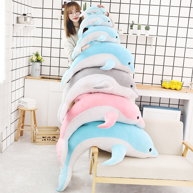 Cute Cartoon Dolphin Large Size Soft Plush Stuffed Pillow Doll