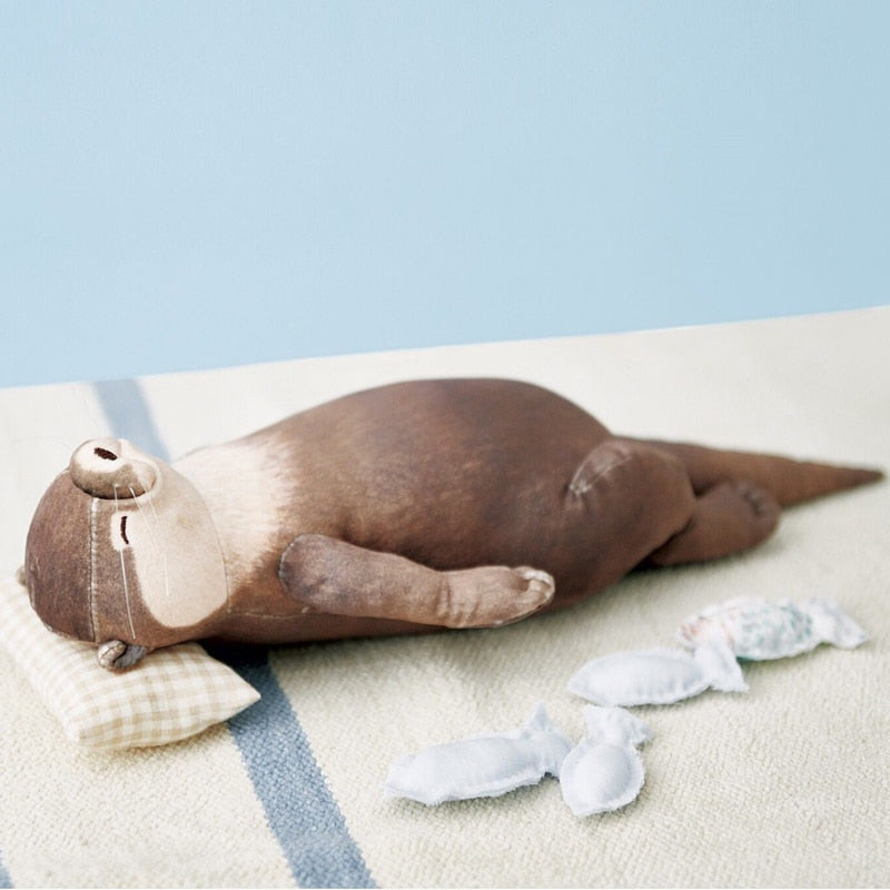 Cute Lying Otter Plush Stuffed Wrist Pad Pillow Pencil Case Doll Gift