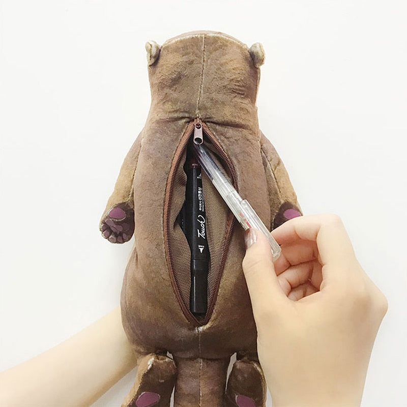Cute Lying Otter Plush Stuffed Wrist Pad Pillow Pencil Case Doll Gift