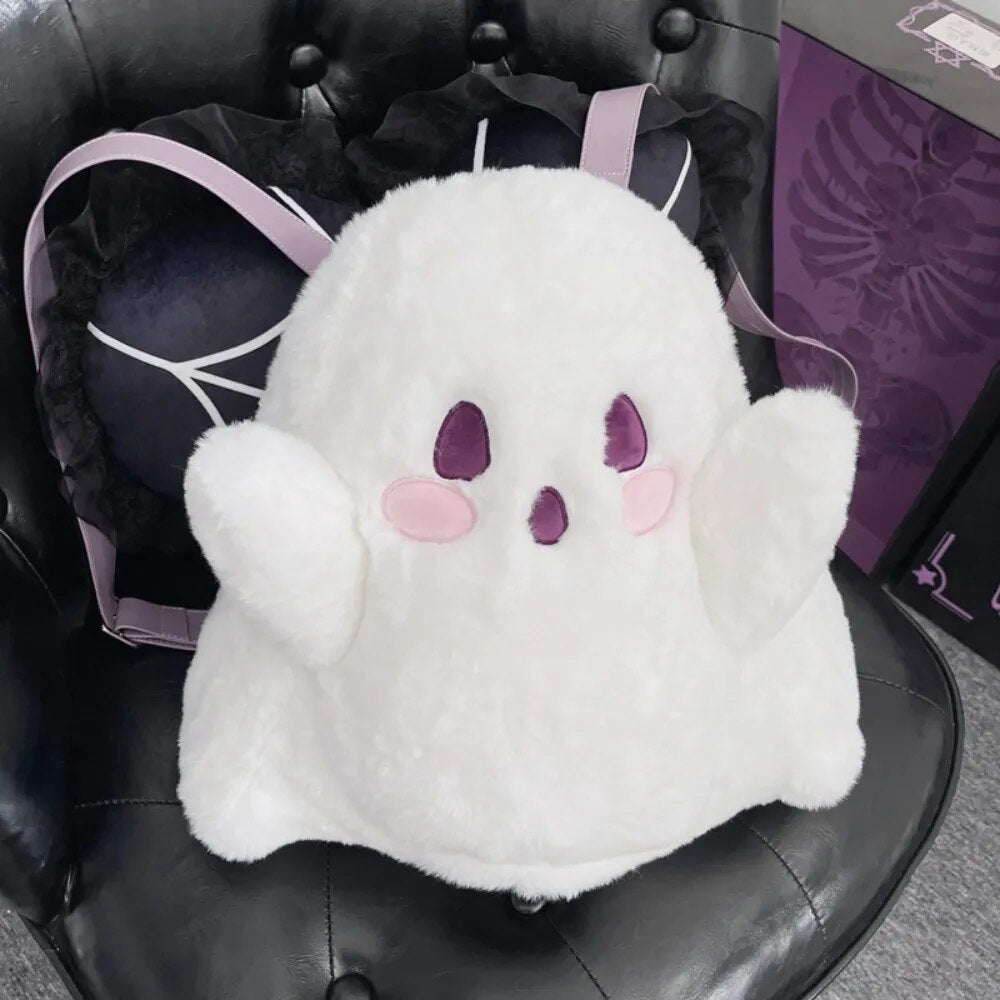 Cute Little White Ghost Plush Backpacks School Bag