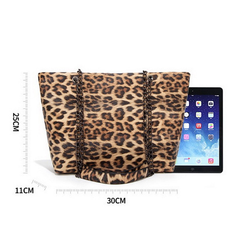 Casual Leopard/Snake Leather Large Capacity Tote Bags Shoulder Bags