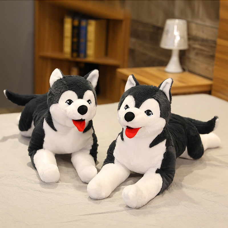 Lifelike Siberian Husky Dog Large Size Plush Stuffed Toy Doll