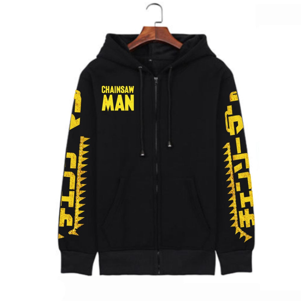 Anime Chainsaw Man Print Long Sleeve Zipper Hoodie Sweatshirt