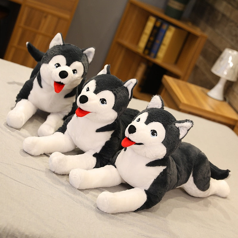 Lifelike Siberian Husky Dog Large Size Plush Stuffed Toy Doll