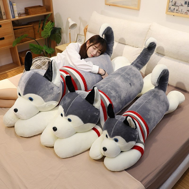 Giant Cuddly Siberian Husky Dog 50 Inch Soft Plush Stuffed Pillow Doll Gift
