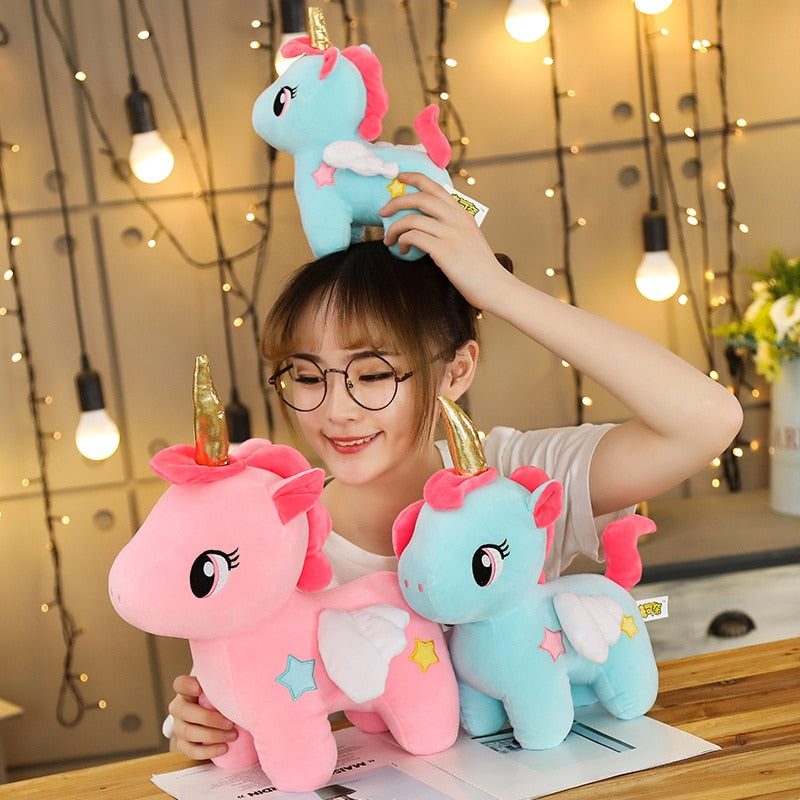 Little Baby Unicorn Gold Horn Soft Plush Stuffed Doll Toy Children Gift