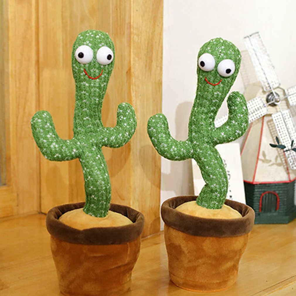 Electric Dancing Luminous Cactus Plush Stuffed Toy with Light