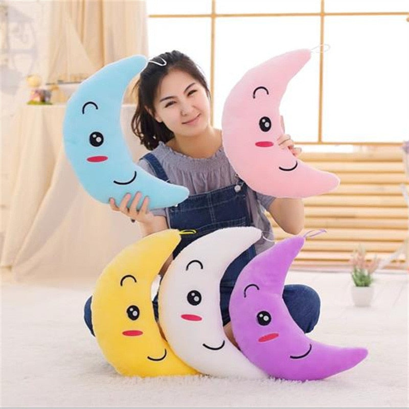 Cute Moon Shape LED Luminous Glowing Light Soft Plush Stuffed Pillow Doll