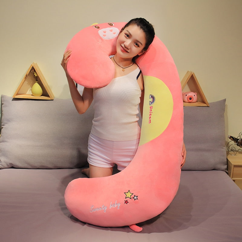 Cute Animal Hook Shape Long Pregnant Pillow Plush Doll Gift