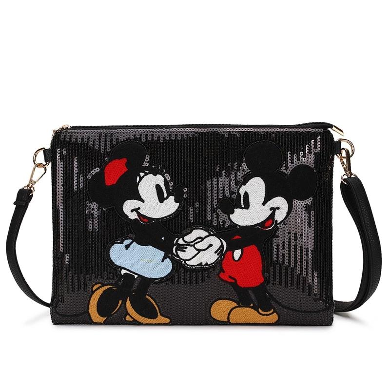 Cartoon Mickey Minnie Sequin Leather Purse Handbag