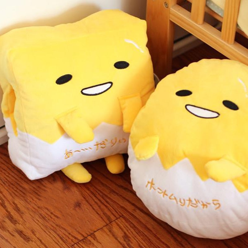 Cute Gudetama Lazy Egg Plush Cushion Pillow Hand Warmer Blanket