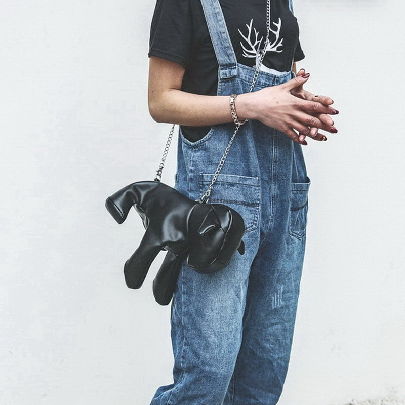 Puppy Shape Leather Purse Shoulder Bag
