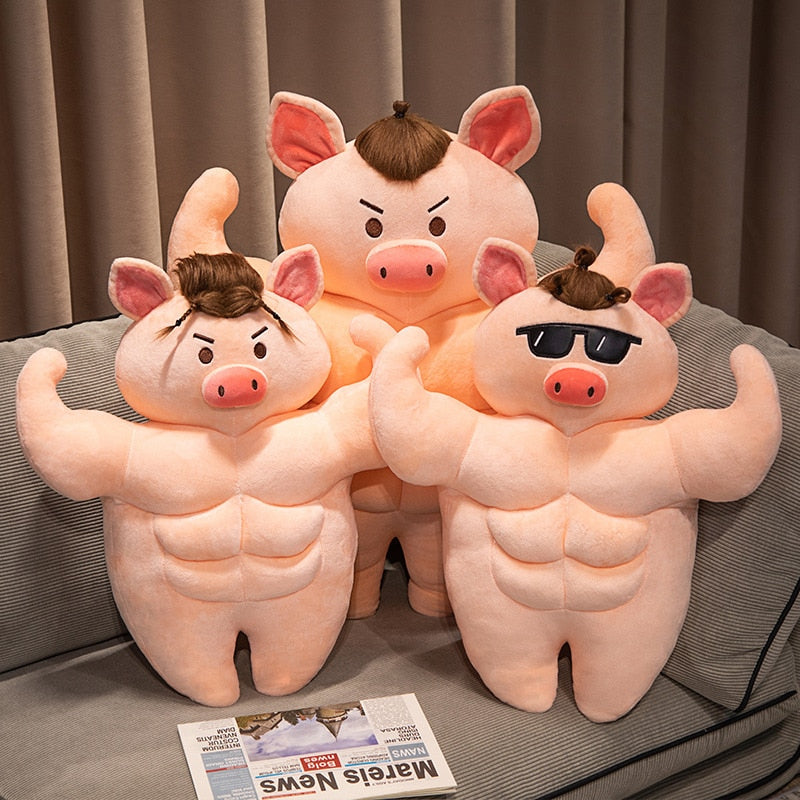 Cute Strong Fitness Muscle Pig Stuffed Plush Doll Birthday Gift