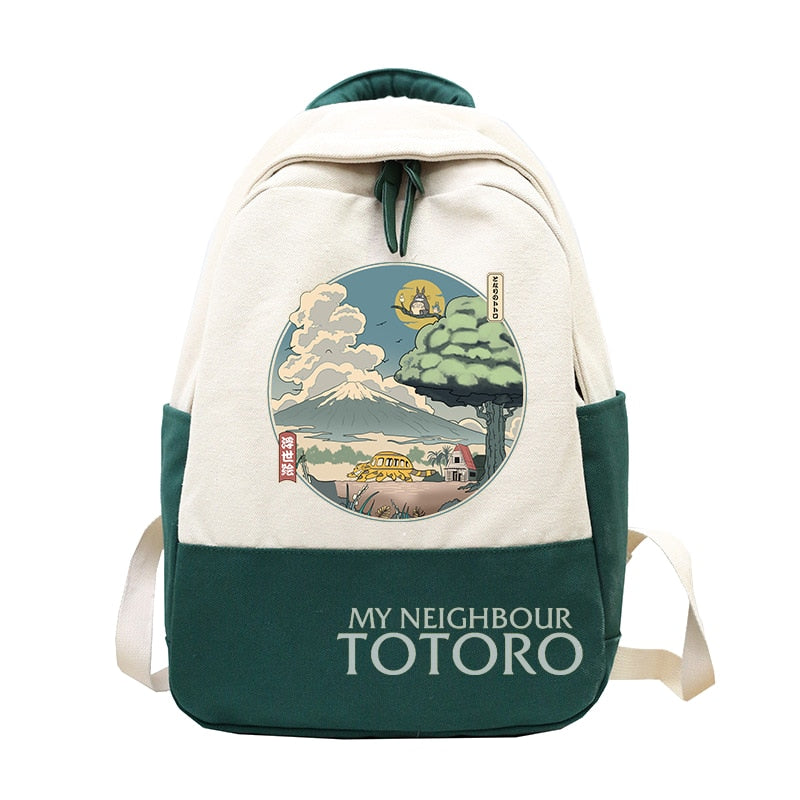 Anime Cartoon Totoro Canvas Backpack Shoulder School Bag