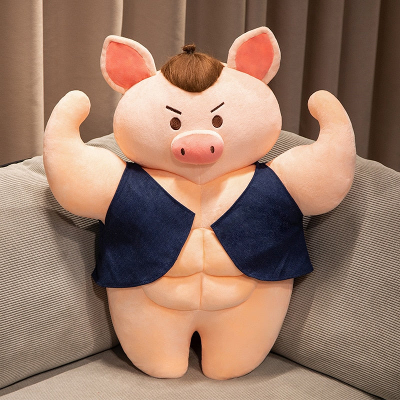 Cute Strong Fitness Muscle Pig Stuffed Plush Doll Birthday Gift