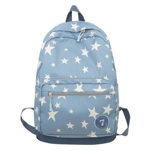Full Star Print Nylon Backpack School Bag for Teenage Girls