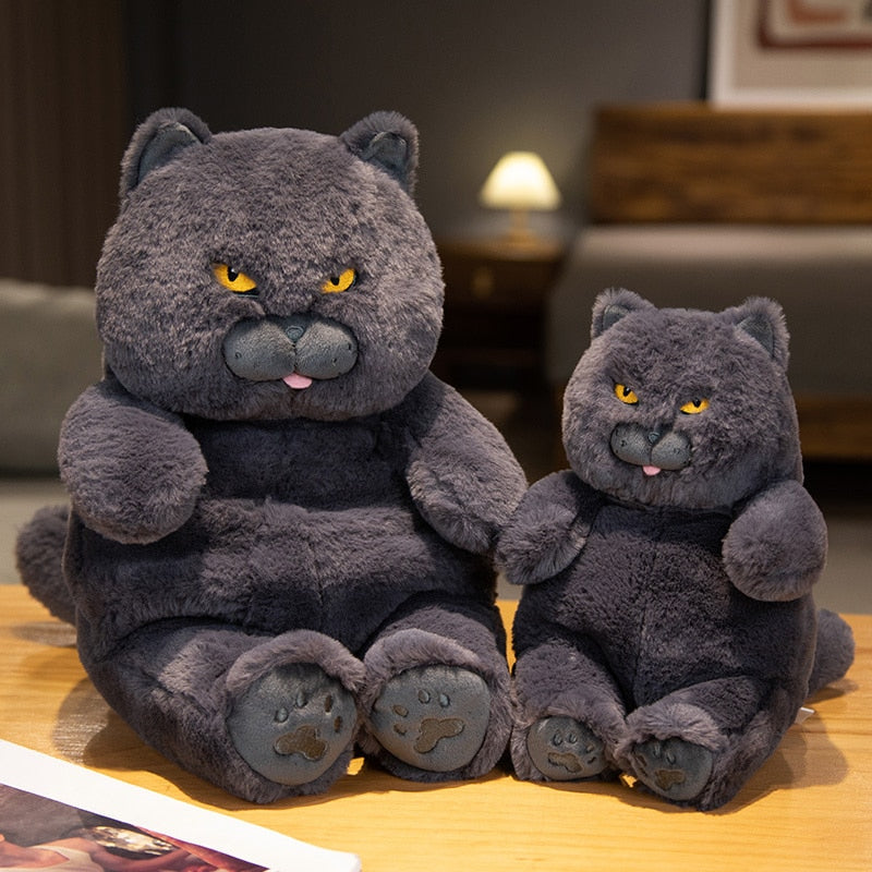 Cartoon Fat Angry Black Cat Soft Plush Stuffed Doll Toy