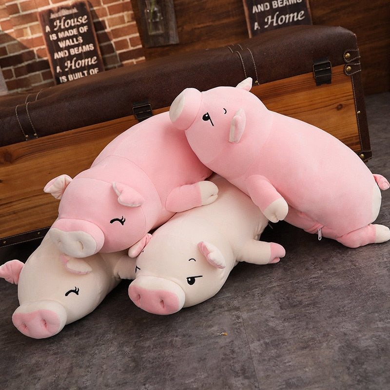 Lovely Pink Pig Down Soft Plush Cotton Stuffed Doll Pillow