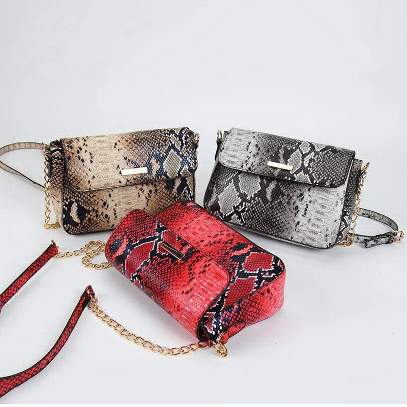 Snake Print Leather Women Small Purse Shoulder Bags