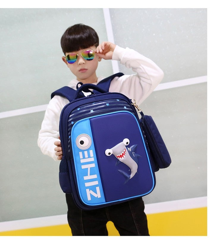 Cartoon 3D Flamingo Shark School Bag Backpack For Girls Boys