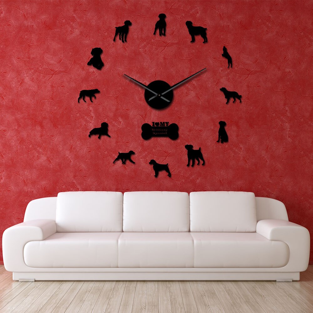 Brittany Spaniel Large Frameless DIY Wall Clock Dog Lover Gift
