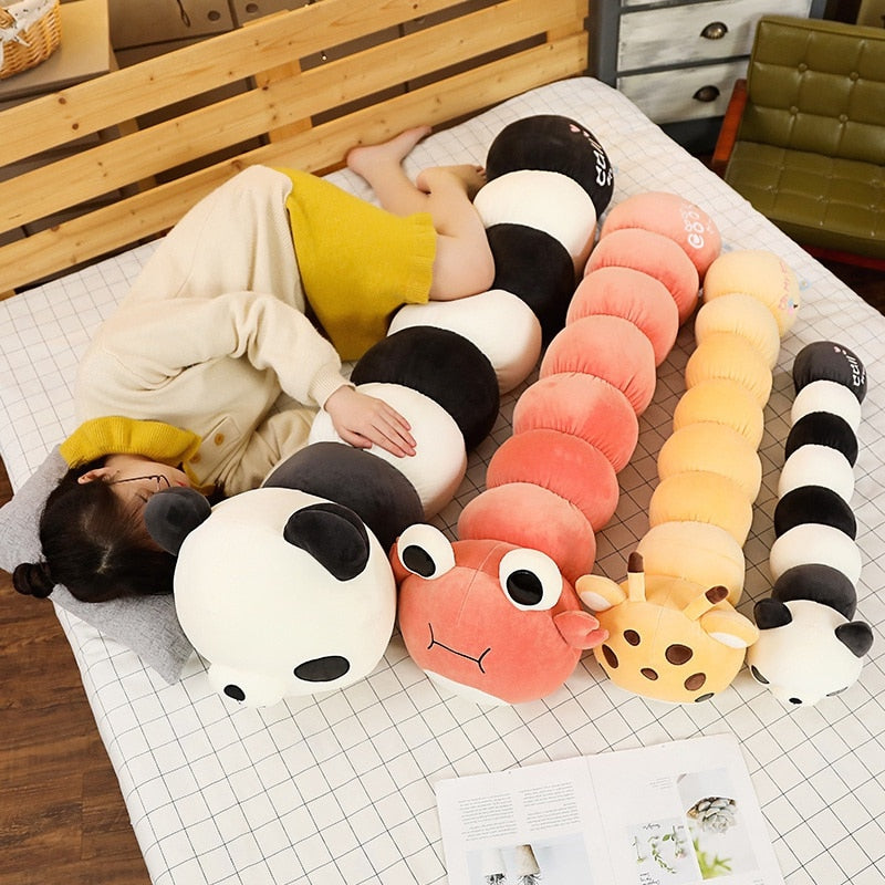 Colorful Animal Transsform Caterpillar Plush Stuffed Pillow Cushion Doll