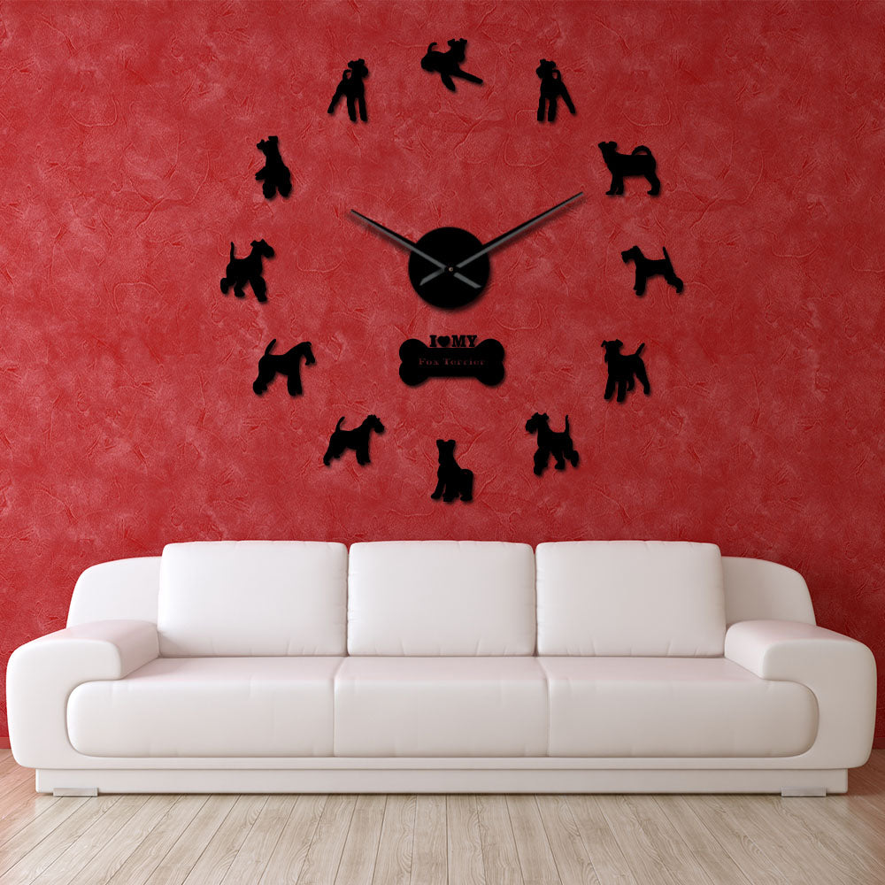 Fox Terrier Large Frameless DIY Wall Clock Dog Lover Gifts