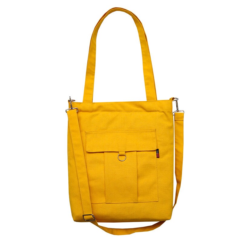 Simple Solid Color Cotton Canvas Tote Shouder Bag Handbag