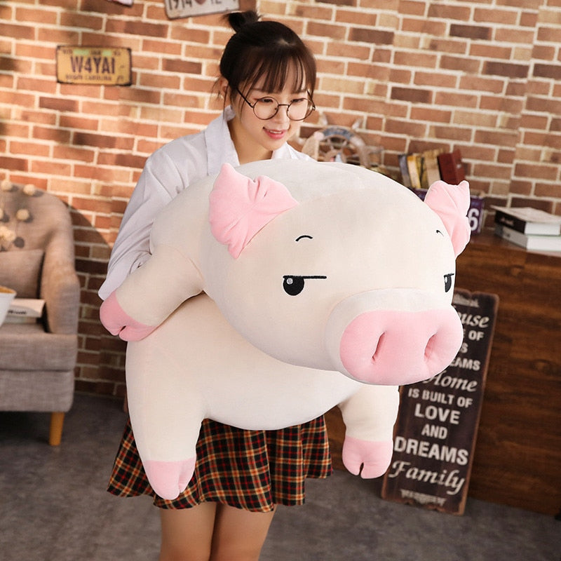 Lovely Pink Pig Down Soft Plush Cotton Stuffed Doll Pillow