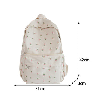 Mini Rose Floral Nylon Large Capacity Student School Bag Backpack