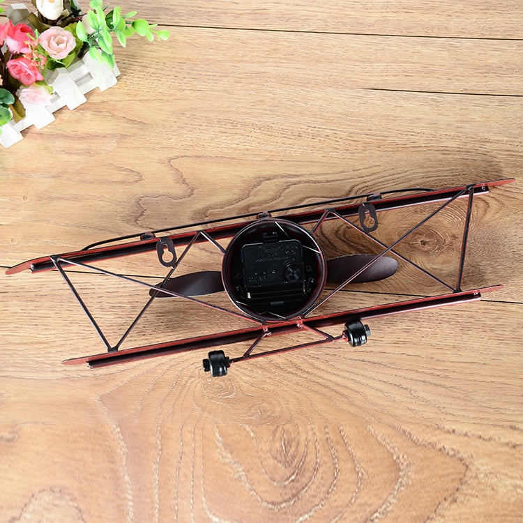 Retro Aircraft Plane Metal Iron Wall Clock